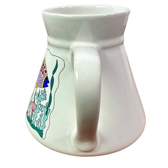 3/$20 Cape Shore Ceramic No-Slip White Travel Coffee Mug With Handle Fish Ocean - Picture 2 of 10